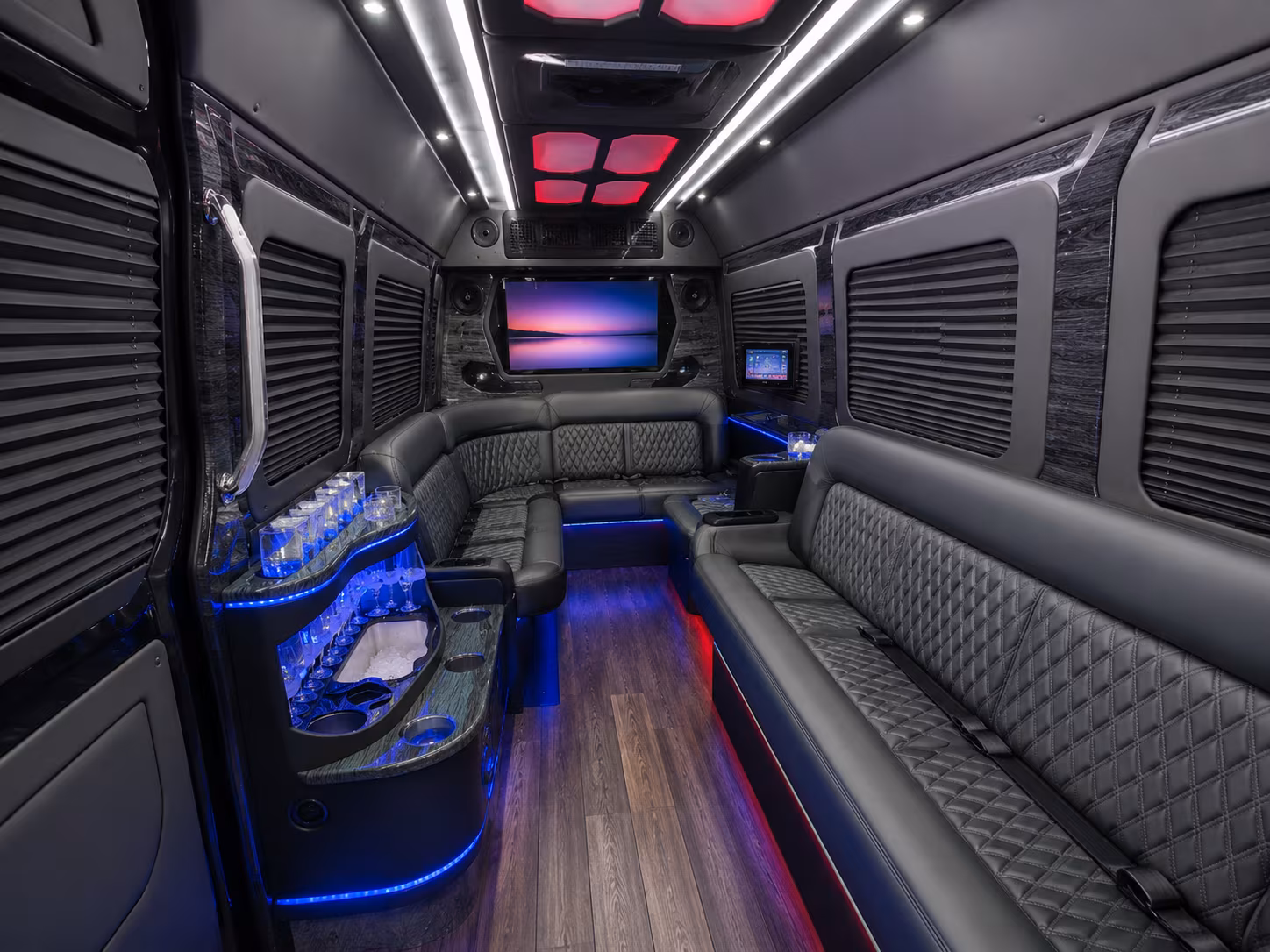 pittsburgh 25 passenger party bus inside